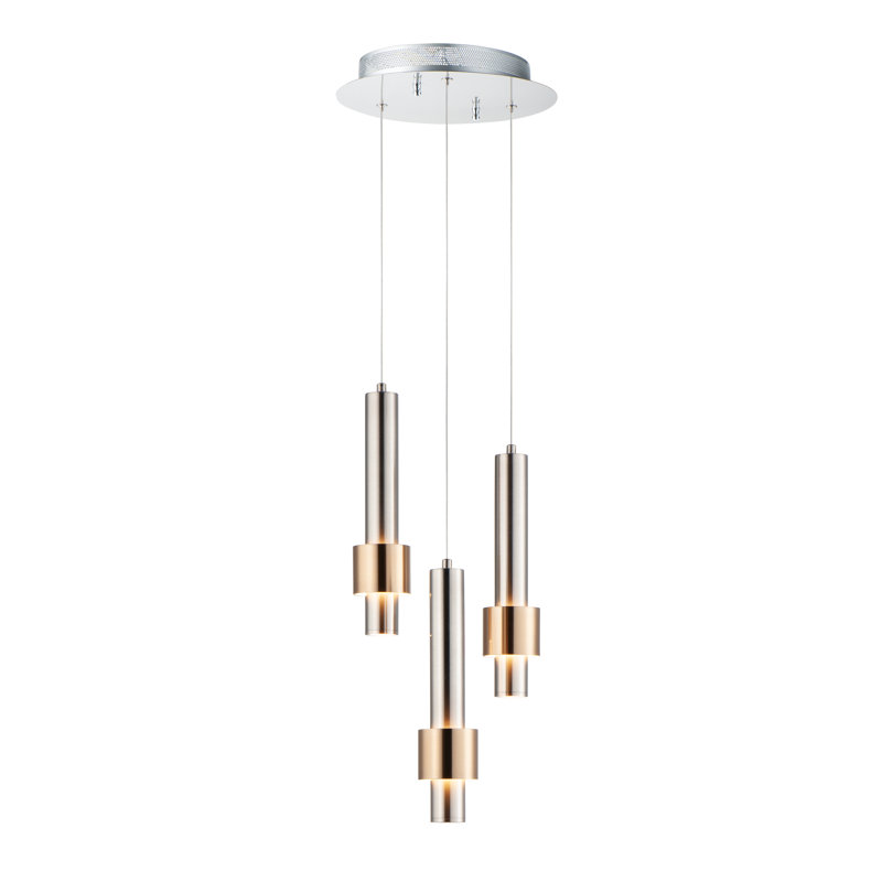 Camacho 3 - Light Satin Nickel/Satin Brass LED Unique/Statement Pendant