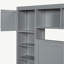 Grand lit en bois avec armoire tout-en-un, tablette et prises, gris-121070070