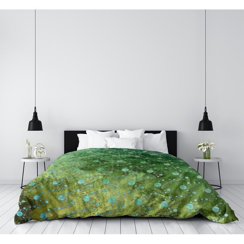 Housse de couette Katelyn Elizabeth, Housse de couette pour grand lit, Jaune / vert, Polyester brossé
