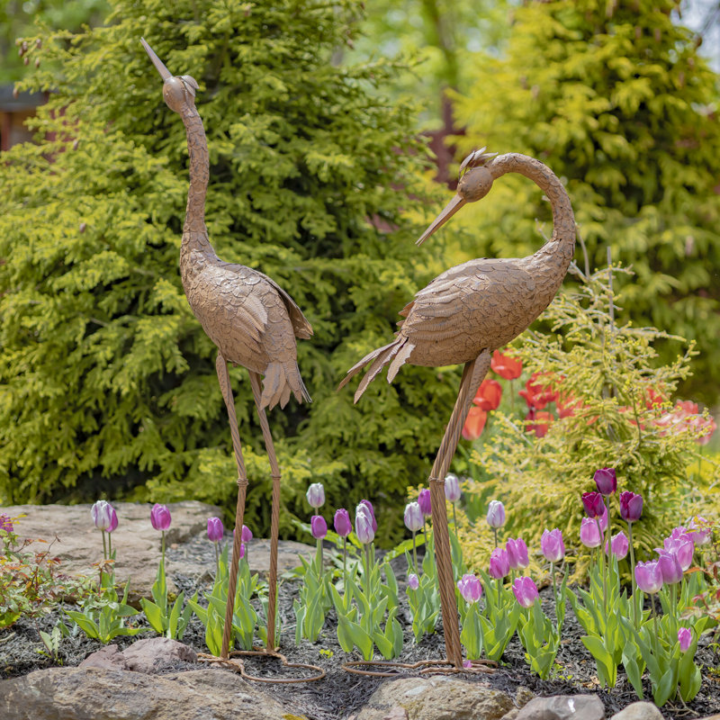 Ensemble de grandes statues de jardin en métal Theressa