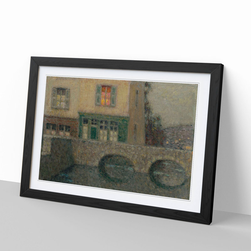 The Bridge by Henri Le Sidaner - Picture Frame Painting, 27cm H x 36cm W x 2cm D, Black Framed