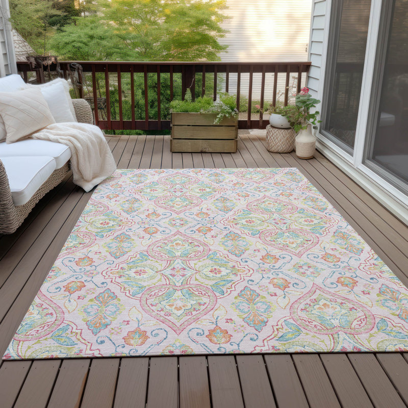 Tapis bohème intérieur / extérieur lavable à la machine Husby ACN2207, Rectangle 5 pi x 7 pi 6 po