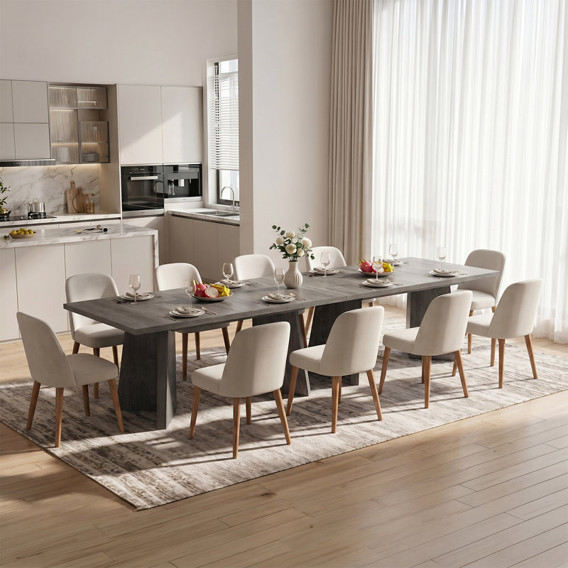 Table de salle à manger extensible de 46,8 po à 62,4 po de largeur, Gris