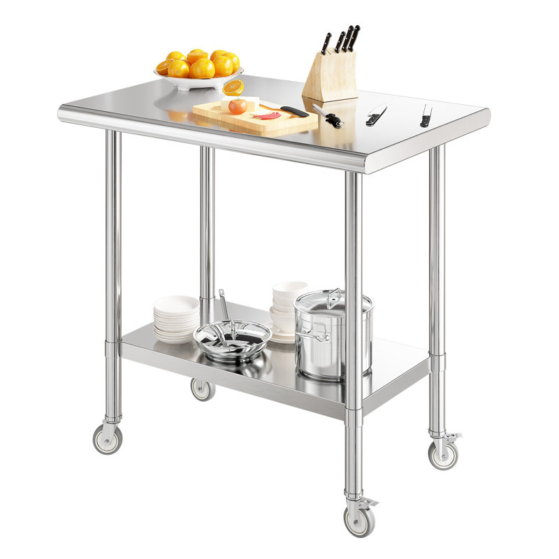 Mickeal 24" x 36" Stainless Steel Workbench with Wheels