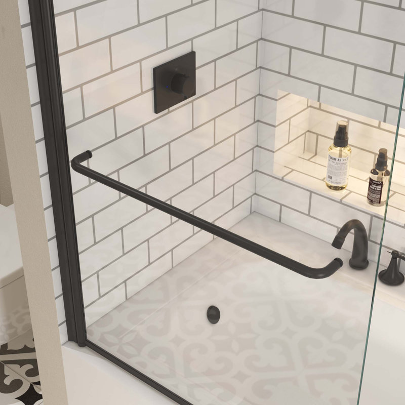 Bath Tub Pivot Shower Screen,With 1/4" Tempered Glass And Towel Bar