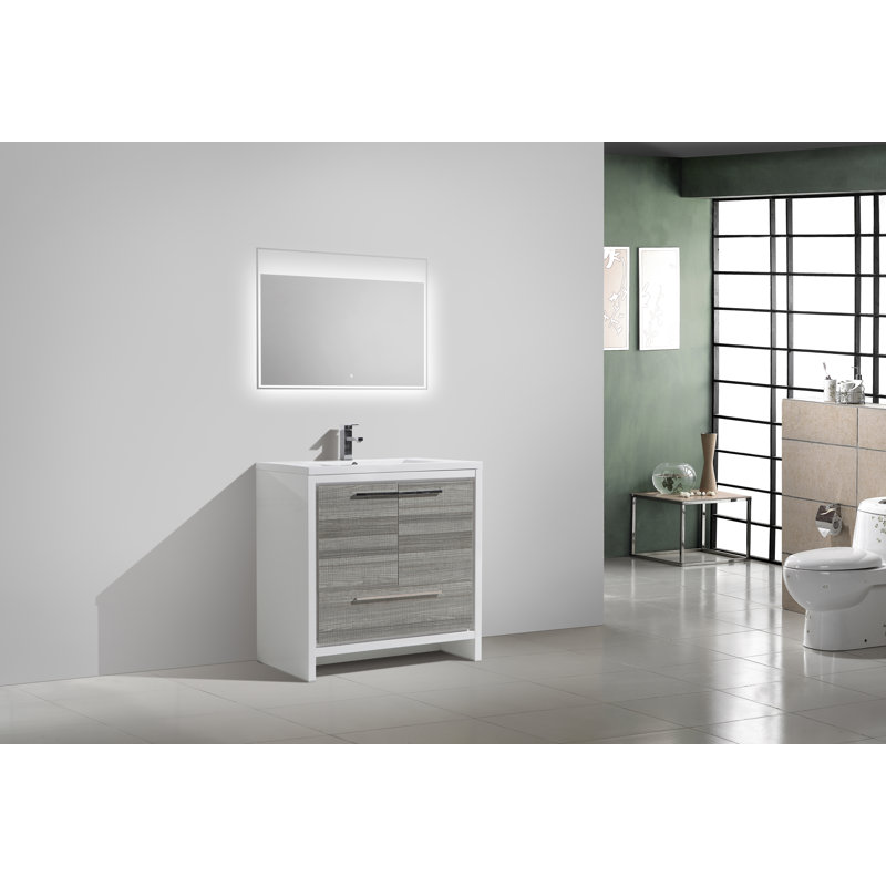 Base de meuble-lavabo simple 36 po seulement, Gris cendre très lustré