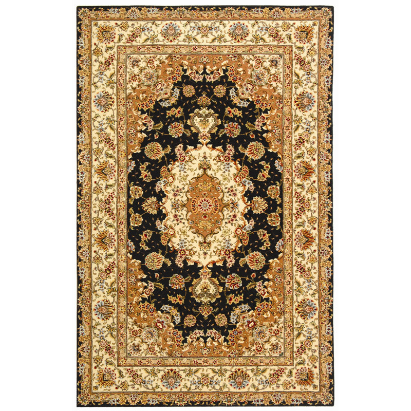 Persian Court Silk & Wool Pile Rug, Rectangle 5' x 8'