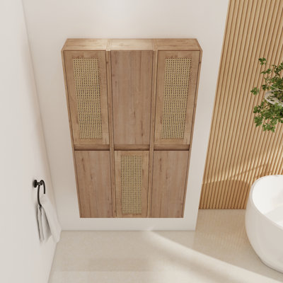 Armoire latérale de salle de bain 36 po, 6 portes à fermeture douce, conception à fixation flottante