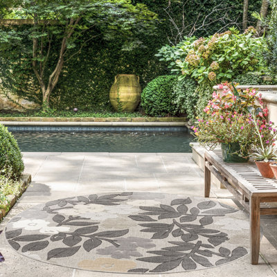 Tapis d'extérieur résistants à l'eau à motif floral tissés à plat pour patio, terrasse, porche ou entrée