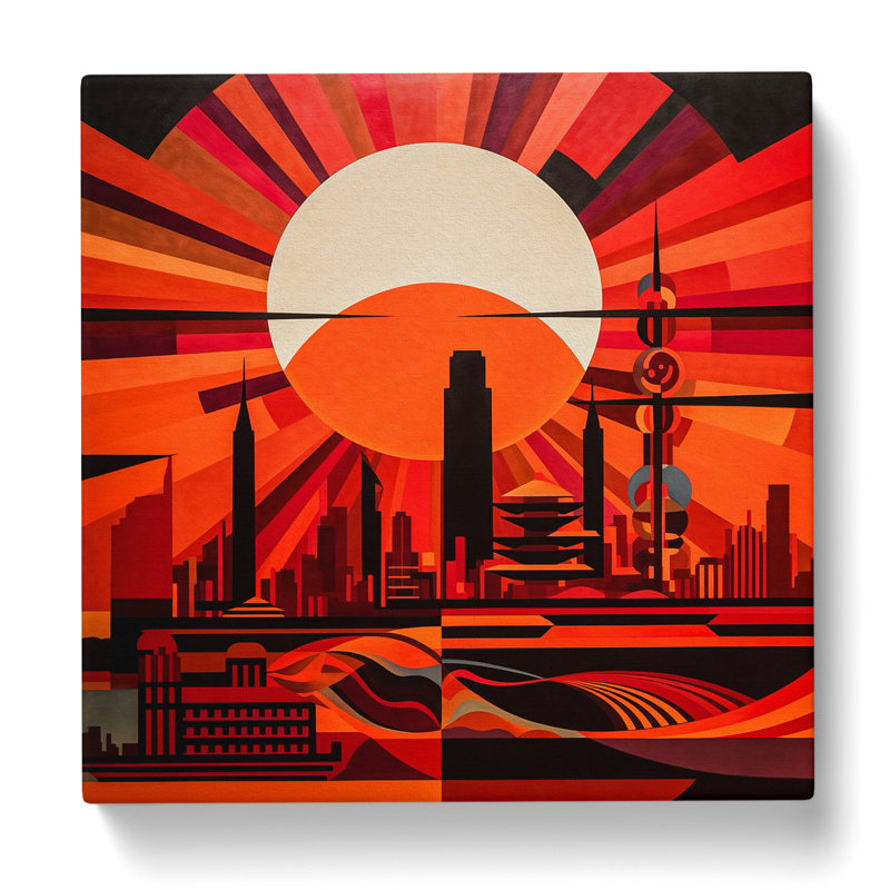 Japanese Sunset Constructivism No.4 - Wrapped Canvas