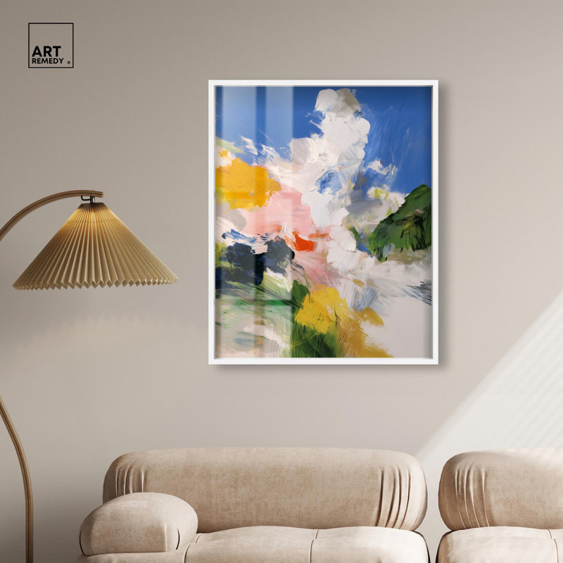 «Clouds and Color II Shadowbox Print», art mural moderne par Art Remedy, H 37 po x l 31 po, Blanc