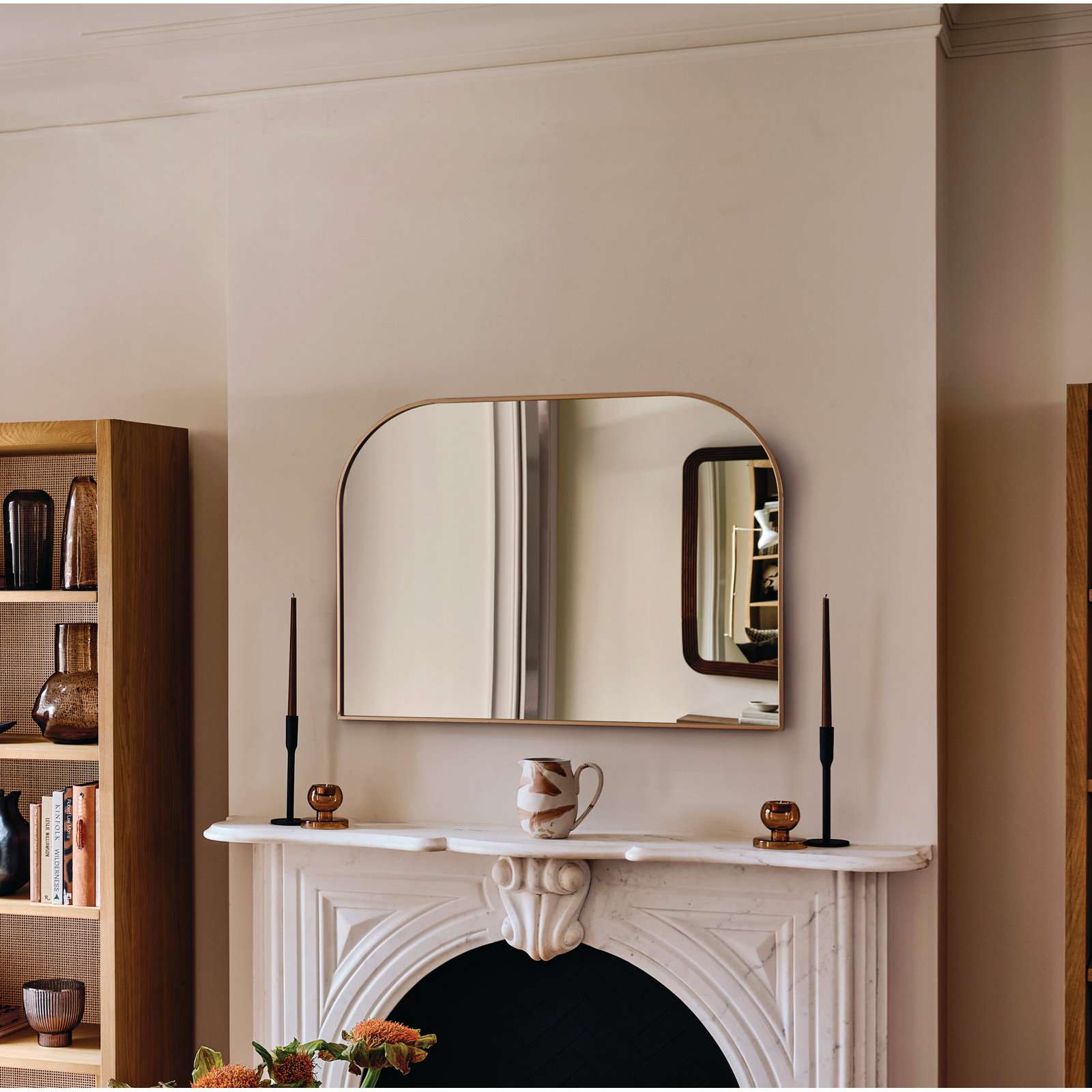 Sabine Metal Wide Arch Wall Mirror, Brass, 30" x 36"