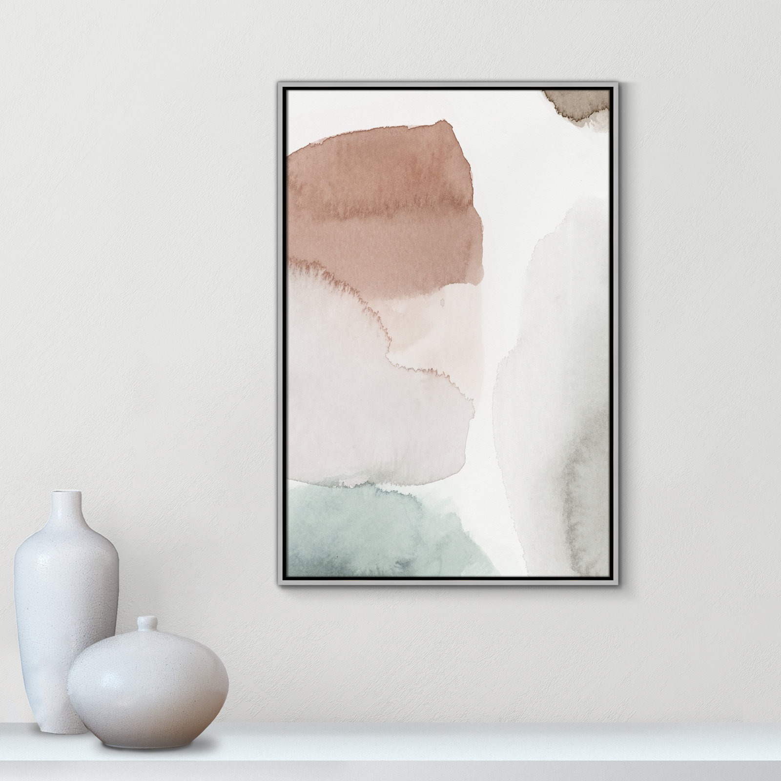 Weslyn "Hopeful II" Painting, 37.5" H x 25.5" W x 2" D, Silver Framed