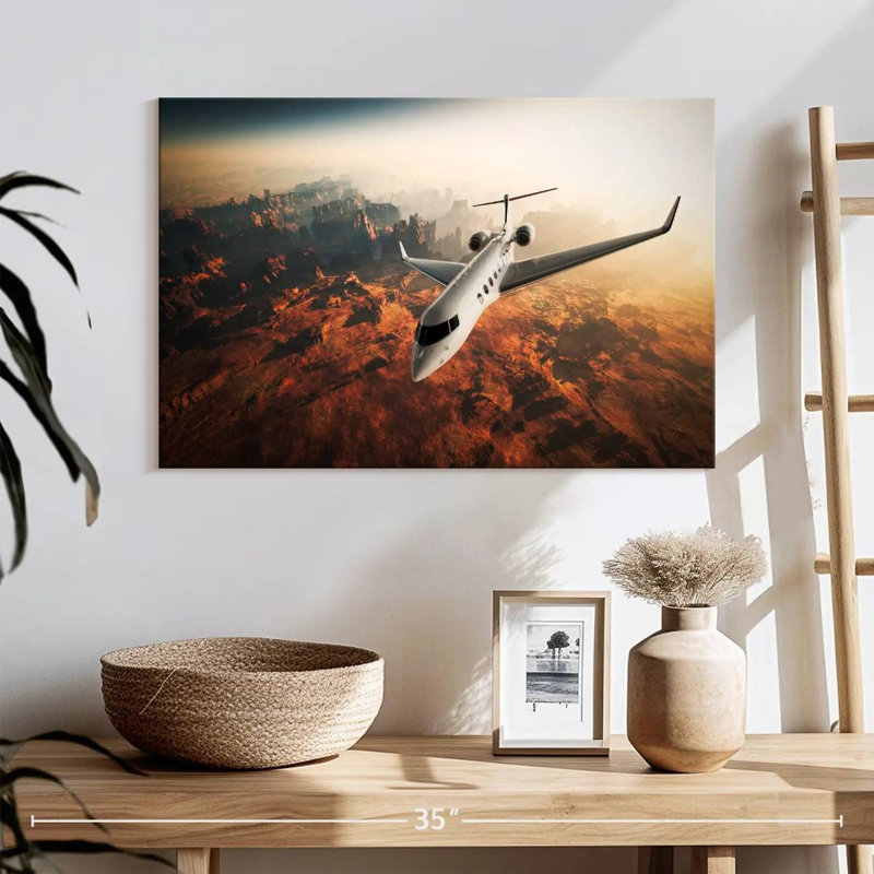 Jet privé Mehar au-dessus d'un canyon, H 16 po x l 24 po