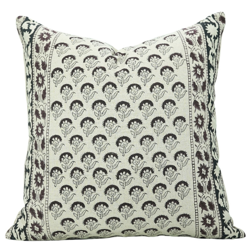 Housse de coussin intérieur / extérieur Floral Linen, 16 po x 16 po, Gris, Carré