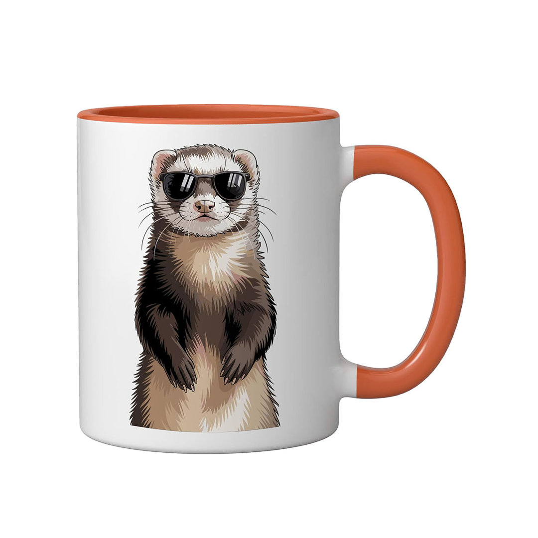 Funny Ferret Ceramic Mug, Red/White, 11oz