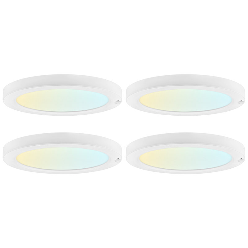  15-Inch LED Flush Mount Ceiling Light with Photocell Sensor, Bi-Level PIR Motion Detection, 5CCT, 2500LM, 30W, CRI90, Wet Rated, ETL 4 Pack