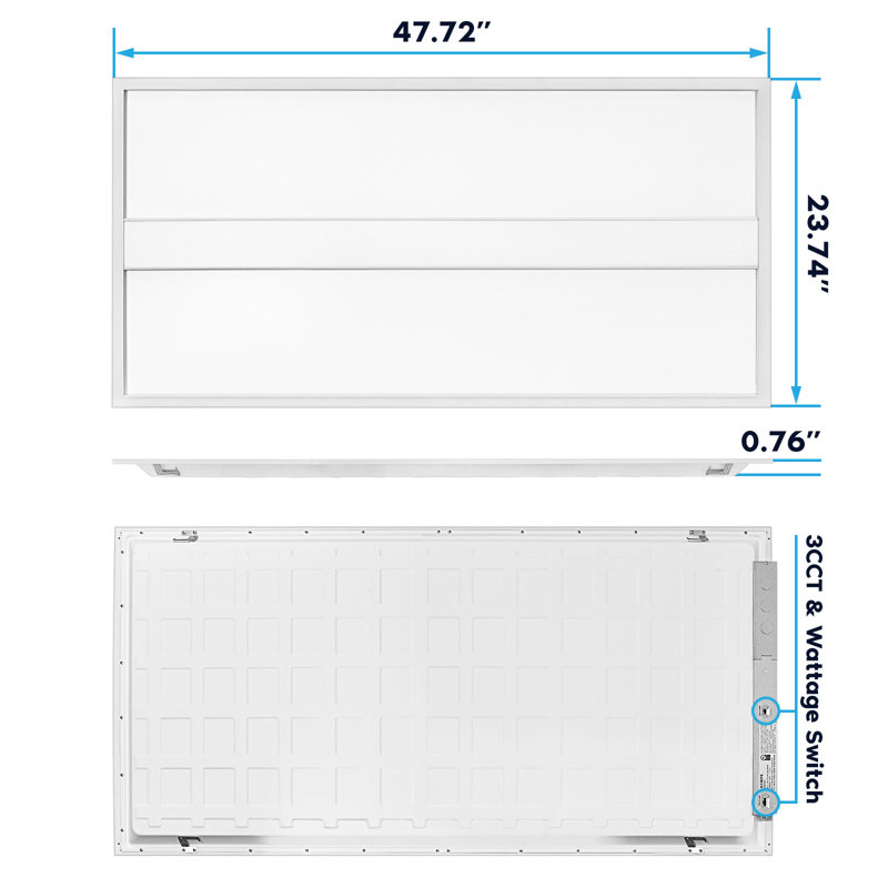 Dimmable Troffer Ceiling Light, 47.72" H x 23.74" W x 1.74" D