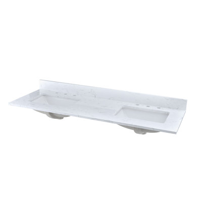60'' Engineered Stone Double Vanity Top with Sink Faucet Holes
