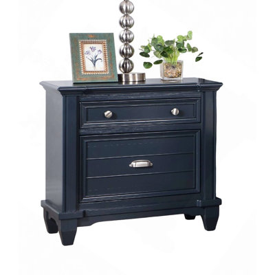 Transitional Style 1Pc Nightstand Nickel Round Knobs And Cup Pull Ball Bearing Glide Slate Bedroom Furniture
