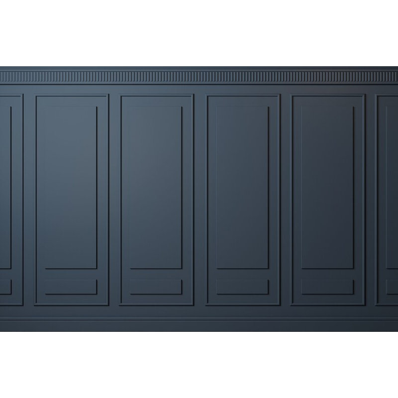 Deep Navy Classic Panel Wall Mural – Modern Wainscoting Interior Design, 160" L x 108" W
