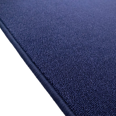 Custom Size Anti Slip Low Profile Plain Navy Runner Rug