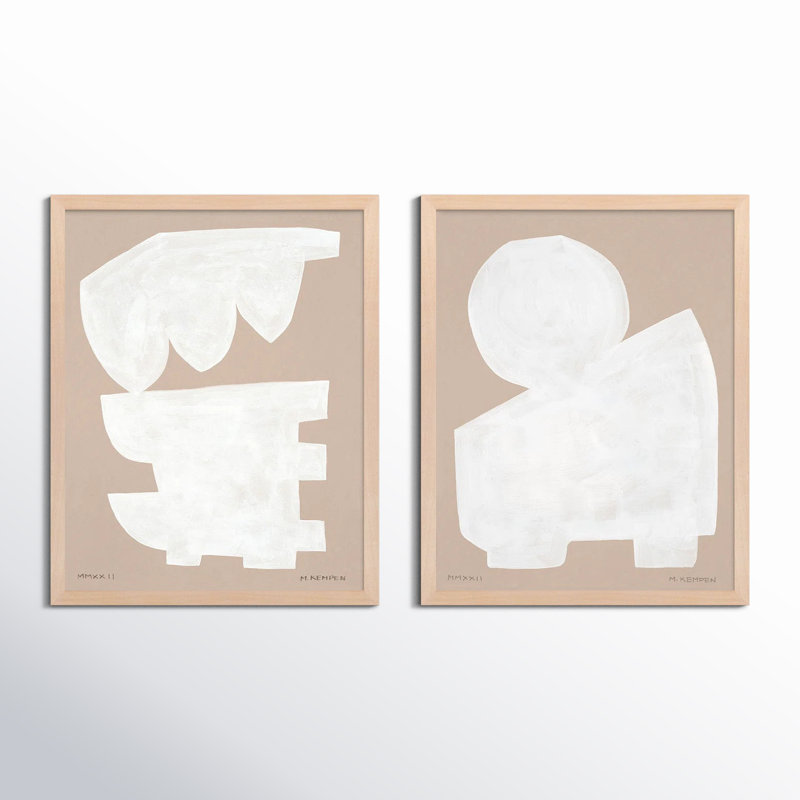 Modules In White, Set Of 2 by Michael Kempen, Maple Framed, 40" W x 50" H