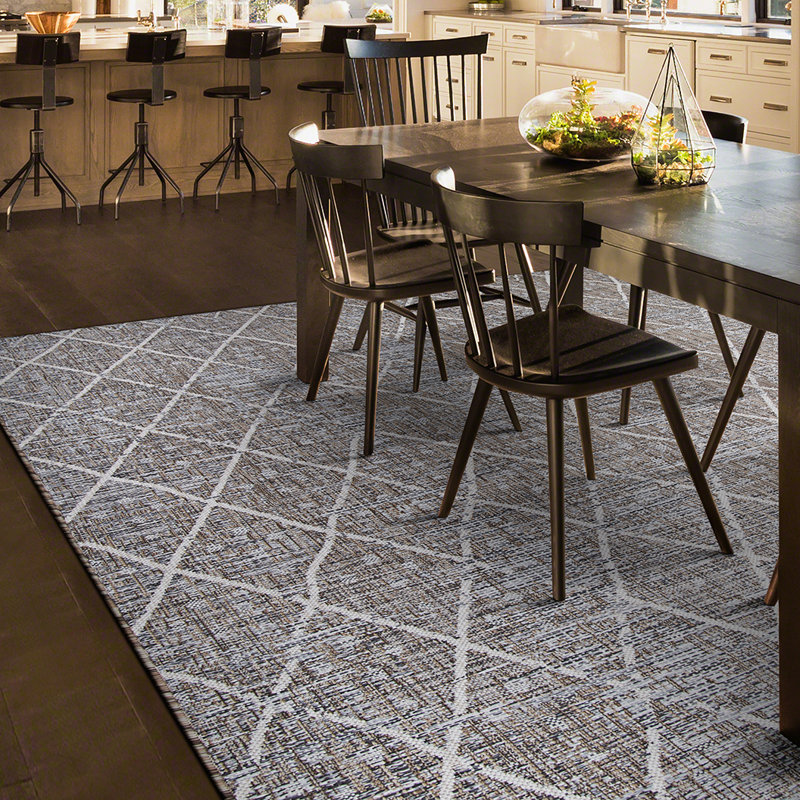 Avesbury Geometric Flatweave Taupe Twig Indoor Outdoor Area Rug, Rectangle 6'6" x 9'6"