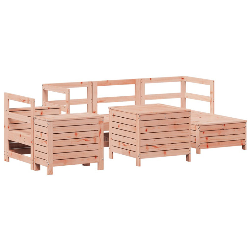 7 Piece Garden Sofa Set Solid Wood Douglas Fir, Natural Douglas