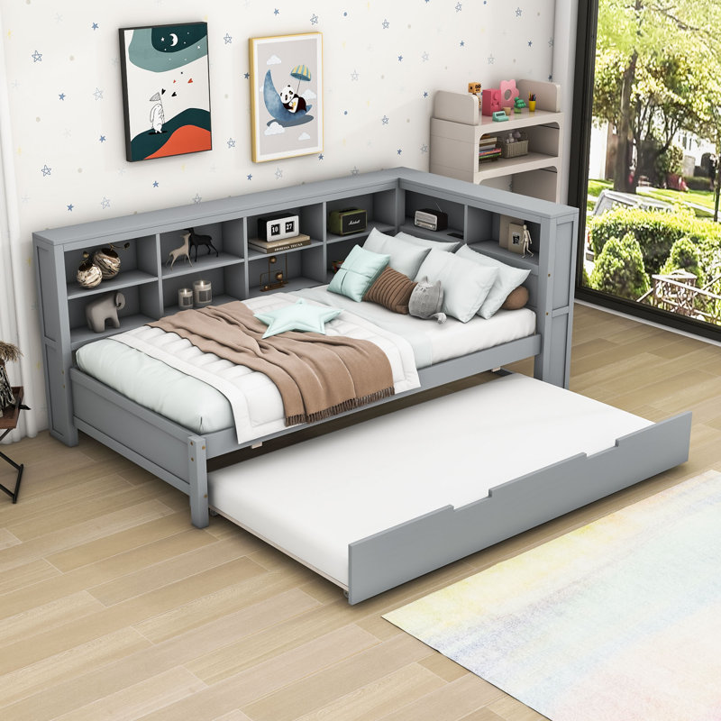 Lit de jour avec couchette Pirmin, Lit simple, Gris