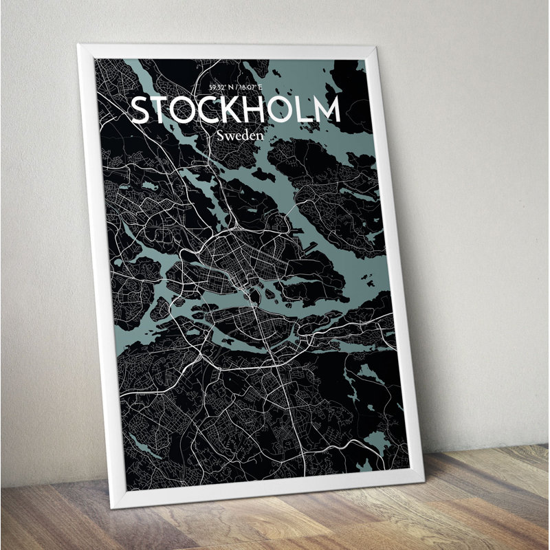 Stockholm City Map - No Frame Print, 91.4cm H x 61cm W x 0.13cm D