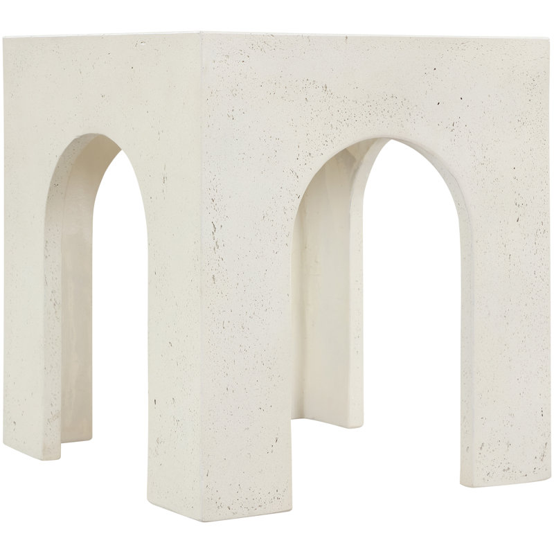 Table de bout d'extérieur en béton et en fibre de verre Hughley, Crème