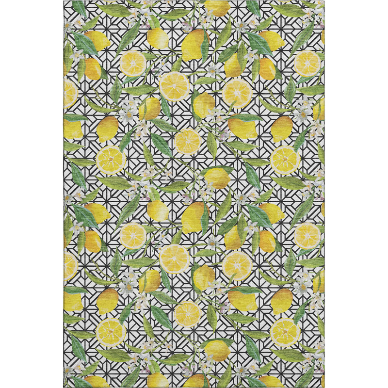 Premium Machine Washable Bradenburg AMF160 Yellow Rug, Rectangle 3' x 5'