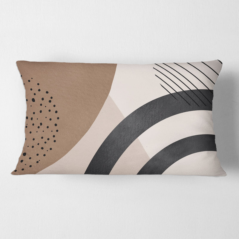Rectangle, formes abstraites en terre cuite et formes ivoires III - Coussin décoratif à imprimé moderne
