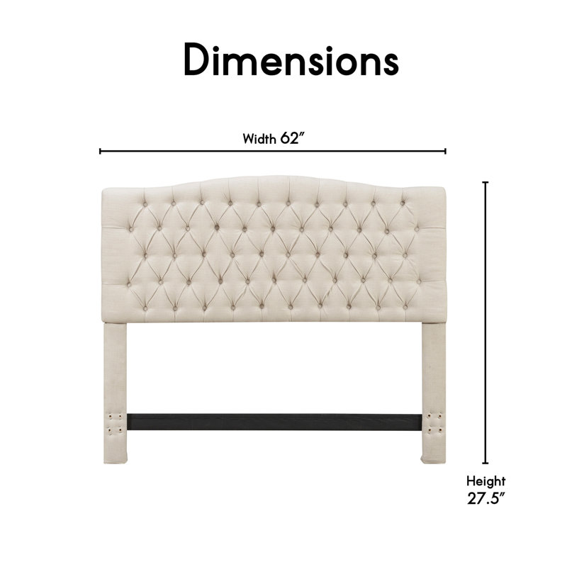 Cream Tufted Upholstered Queen Headboard with Wood Frame