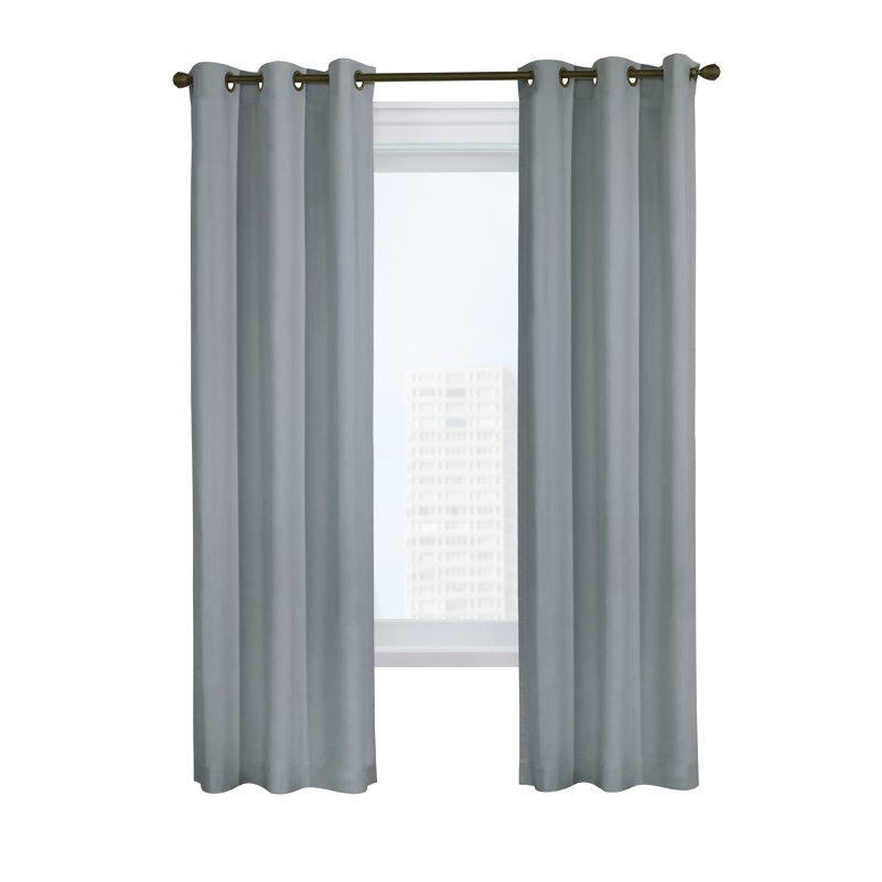 Mcgowen 100% Cotton Solid Room Darkening Thermal Grommet Curtain Panels, 40" W x 72" L, Dolphin Gray