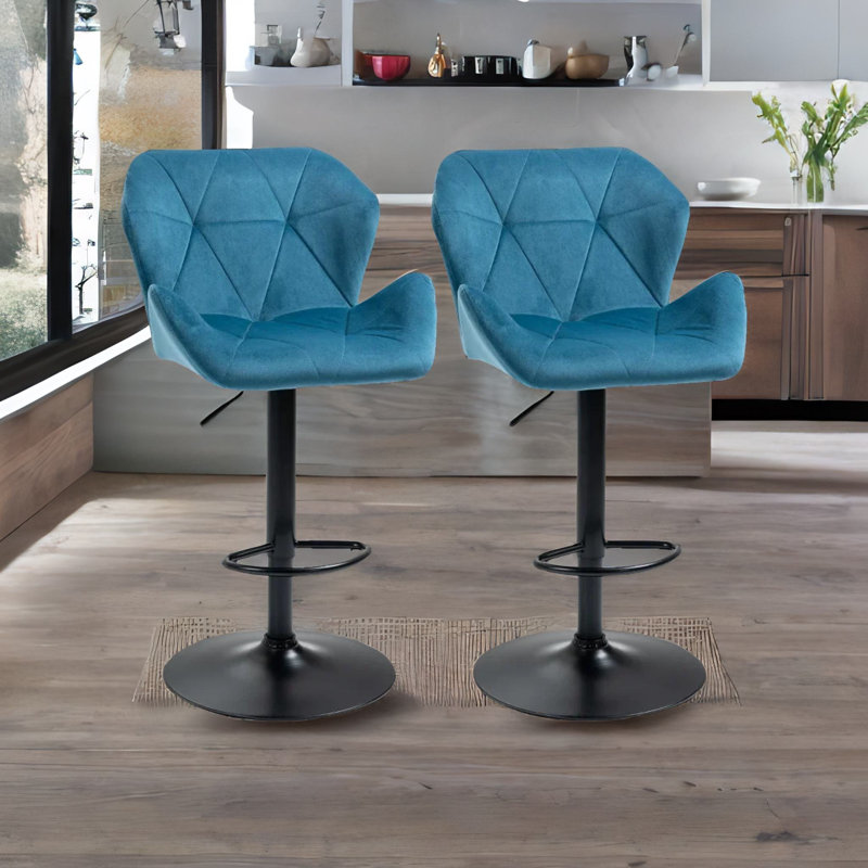 Abriel Height Adjustable Swivel Bar Stool With Back & Footrest Barstool Kitchen Dining