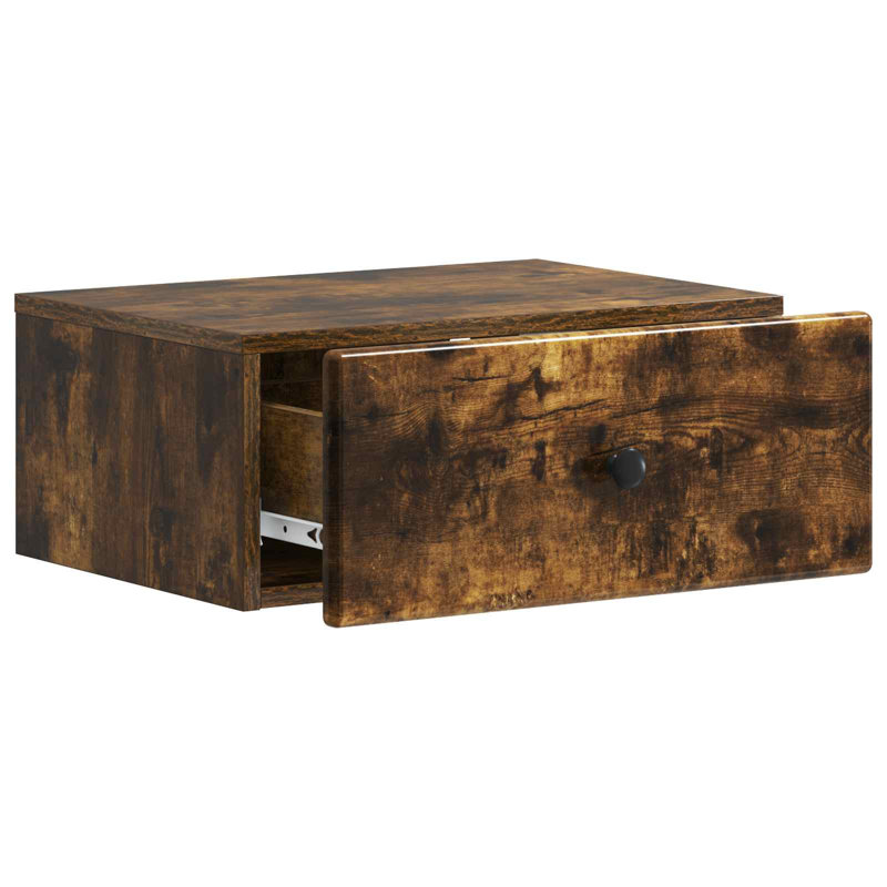 49cm W Manufactured Wood Bedside Table, Smoked Oak