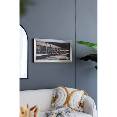 Vol multicolore, art mural 15,7 x 1,2 x 29,9 pouces, conception traditionnelle, homme, étiré, avion, salon, mise à niveau, élément décoratif, élément de pièce, image rectangulaire, bureau à domicile