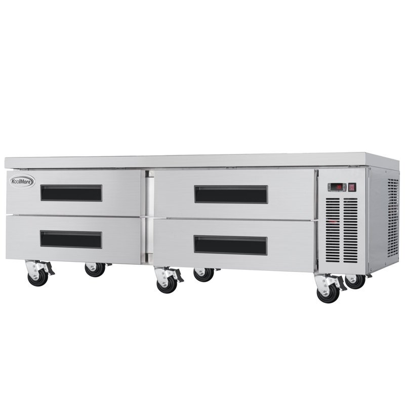 72 in. Commercial Chef Base Refrigerator Storage Cabinet for Cold Foods, Fresh Ingredients, and Condiments, Refrigerated Pull-Out Drawers, Rolling Caster Wheels, ETL Listed