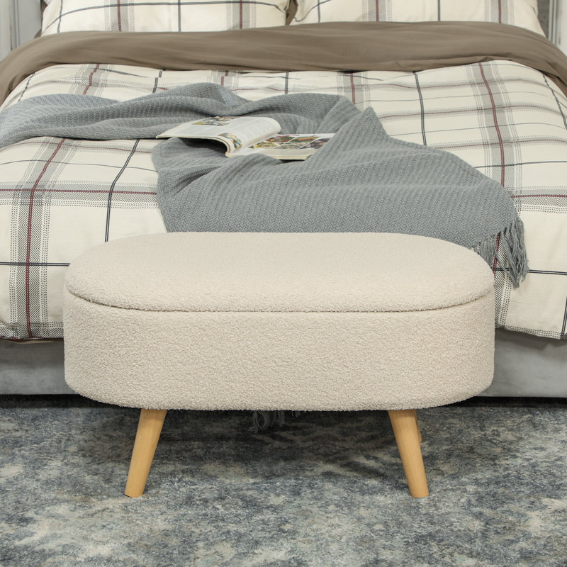 Godfried 82cm Wide Solid Colour Footstool Ottoman, Cream