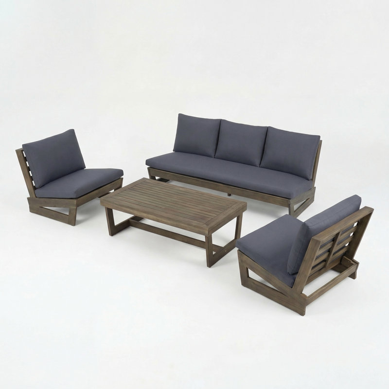 Ensemble de conversation avec coussins Louise, Coussin gris foncé / structure grise