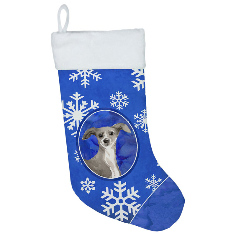 Chaussette de noël winter flocons de noël, Lévrier italien