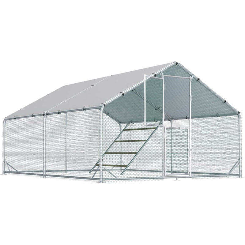 Grand poulailler en métal, H 78,74 po x l 118,11 po x P 157,48 po