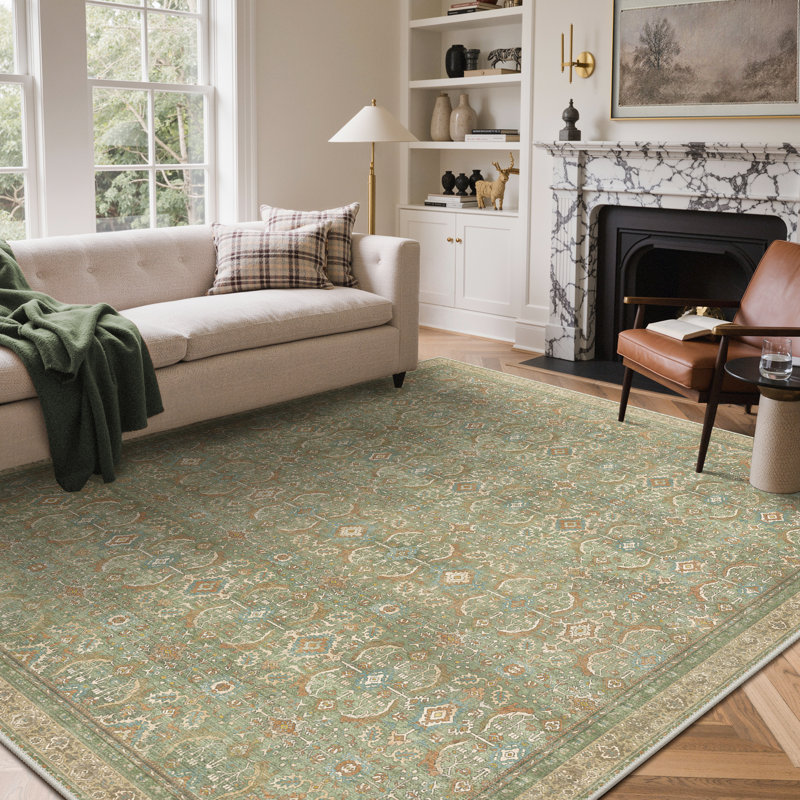 Tapis oriental vert performance Abastos, Rectangulaire 8 pi x 10 pi, Green