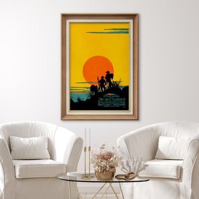 «The Three Godf père Western», affiche d'art de film, photos de coucher de soleil de cow-boy rétro, impression sur toile encadrée.