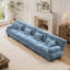 Canapé d'angle 4 places avec assise profonde et revêtement en chenille, idéal pour les salons, appartements et bureaux, bleu-138640348