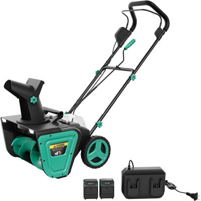 2X20v Electric Snow Blower Cordless - Brushless Motor Snow Thrower Long-Range 180 Degrees Rotating Chute Safe Operation and User-Friendly Design for Walkways and Driveways Green