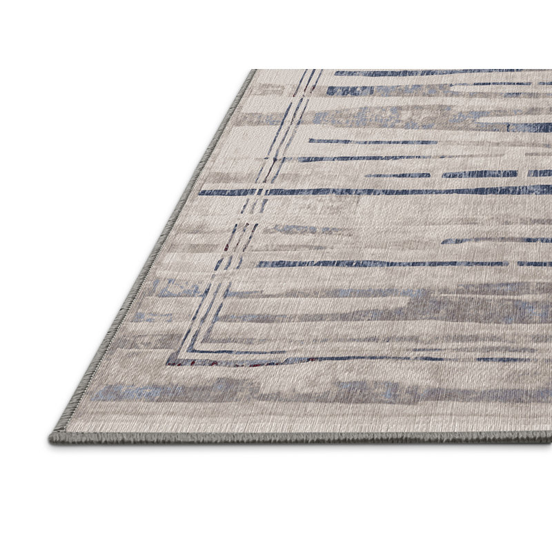 Machine Washable Grey Area Rug, Round 3'