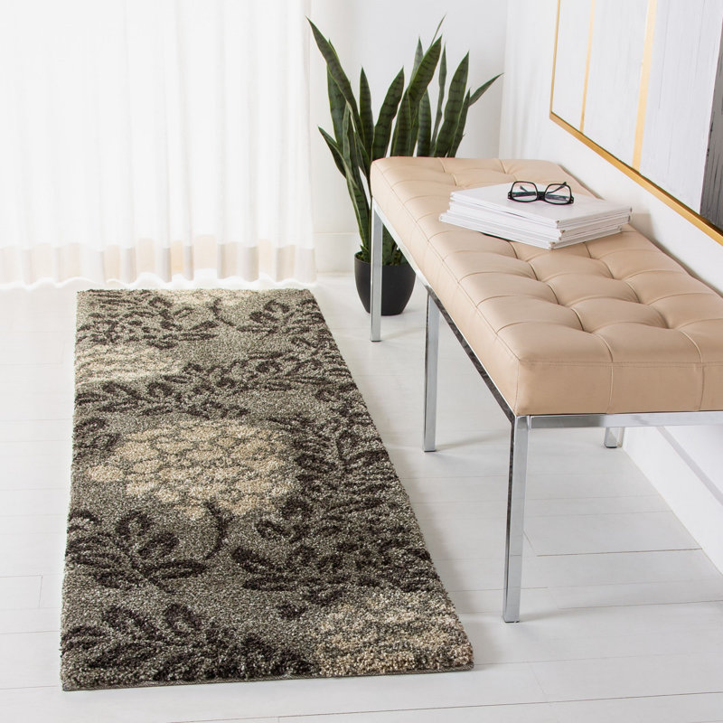 Tapis performance à poil long à motif floral Chanhassen, Carré 6 pi 7 po